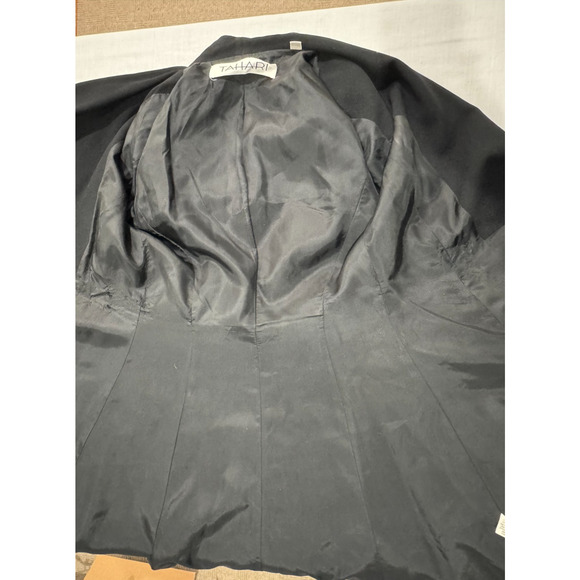 Vintage Black Tahari Coat Dress Side Snap Wrap Size 4 Rayon Career 90s Y2K - Picture 10 of 12